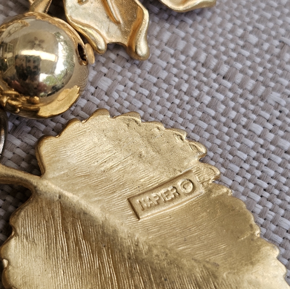 Napier Vintage Necklace with Golden Leaves and Beads STUNNING RARE - Picture 12 of 15